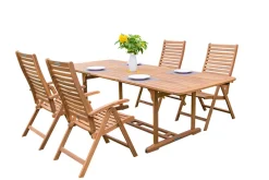 OUTFLEXX Garten-Essgruppe, natur, Akazie, Ausziehtisch 150/200 x 90 cm, 4 Klappstühle, klappbar, FSC®-zertifiziertes Produkt