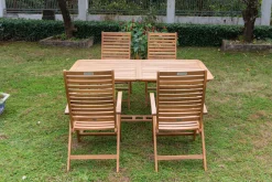 OUTFLEXX Garten-Essgruppe, natur, Akazie, Ausziehtisch 150/200 x 90 cm, 4 Klappstühle, klappbar, FSC®-zertifiziertes Produkt