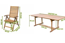 OUTFLEXX Garten-Essgruppe, natur, Akazie, Ausziehtisch 150/200 x 90 cm, 4 Klappstühle, klappbar, FSC®-zertifiziertes Produkt