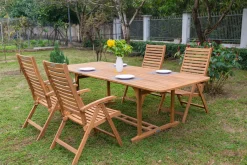 OUTFLEXX Garten-Essgruppe, natur, Akazie, Ausziehtisch 150/200 x 90 cm, 4 Klappstühle, klappbar, FSC®-zertifiziertes Produkt