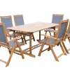 OUTFLEXX Garten-Essgruppe, natur/grau, Akazie/Textilene, Ausziehtisch 180/240 x 100 cm, 6 Klappstühle 5-fach, FSC®-zertifiziertes Produkt
