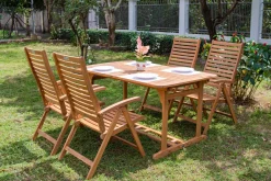 OUTFLEXX Garten-Essgruppe, natur, Akazie, Ausziehtisch 180/240 x 100 cm, 4 Klappstühle, klappbar, FSC®-zertifiziertes Produkt