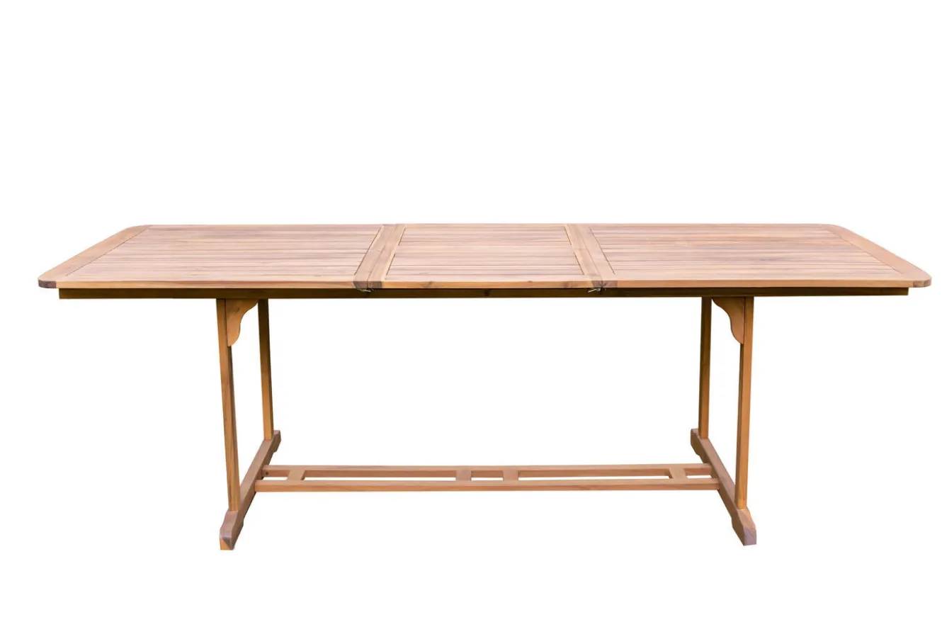 OUTFLEXX Garten-Essgruppe, natur, Akazie, Ausziehtisch 150/200 x 90 cm, 6 Klappstühle, FSC®-zertifiziertes Produkt