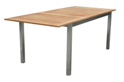 OUTFLEXX Garten-Essgruppe, natur/anthrazit, Edelstahl/Textilene/Teak, Ausziehtisch 150/200x90cm, 8 Diningsessel
