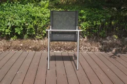 OUTFLEXX Garten-Essgruppe, natur/anthrazit, Edelstahl/Textilene/Teak, Ausziehtisch 150/200x90cm, 8 Diningsessel