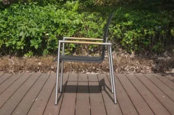OUTFLEXX Garten-Essgruppe, natur/anthrazit, Edelstahl/Textilene/Teak, Ausziehtisch 150/200x90cm, 8 Diningsessel