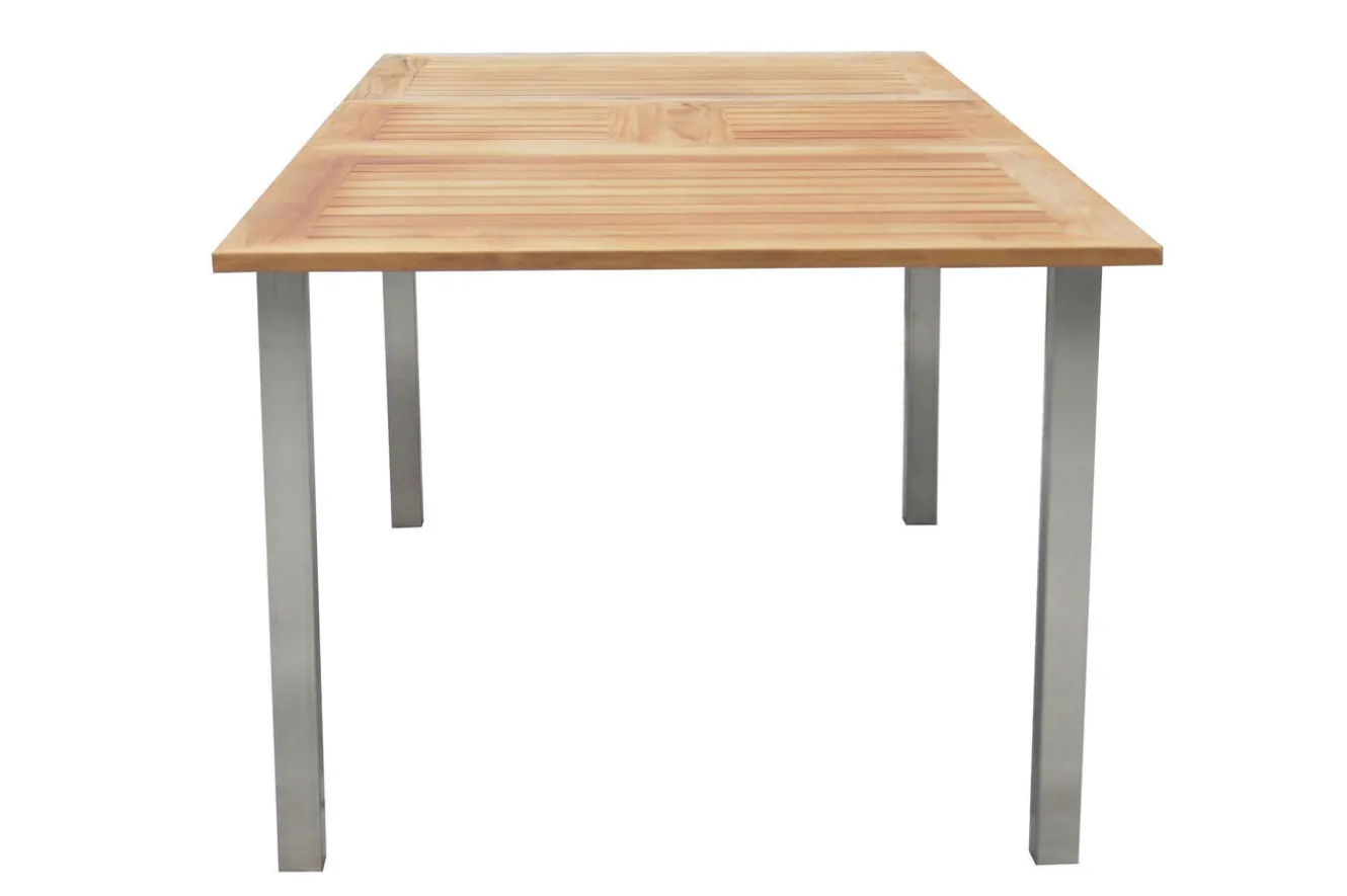 OUTFLEXX Garten-Essgruppe, natur/anthrazit, Edelstahl/Textilene/Teak, Ausziehtisch 150/200x90cm, 8 Diningsessel