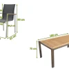 OUTFLEXX Garten-Essgruppe, natur/anthrazit, Edelstahl/Textilene/Teak, Tisch 180x90cm, 8 Diningsessel