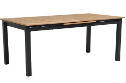 OUTFLEXX Garten-Essgruppe, OUTFLEXX® anthrazit matt, Alu / Teak / Textil, Tisch 180/240 x 100cm, 6 Stapelsessel, 2 Klappstühle