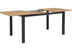 OUTFLEXX Garten-Essgruppe, OUTFLEXX® anthrazit matt, Alu / Teak / Textil, Ausziehtisch 150/210 x 90 cm, 6 Klappstühle