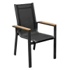 OUTFLEXX Garten-Essgruppe, OUTFLEXX® anthrazit matt, Alu / Teak / Textil, Tisch 180/240 x 100cm, 4 Stapelsessel, 2 Klappstühle