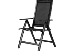 OUTFLEXX Garten-Essgruppe, OUTFLEXX® anthrazit matt, Alu / Spraystone / Textil, Tisch 180/280x100cm, 8 Klappstühle