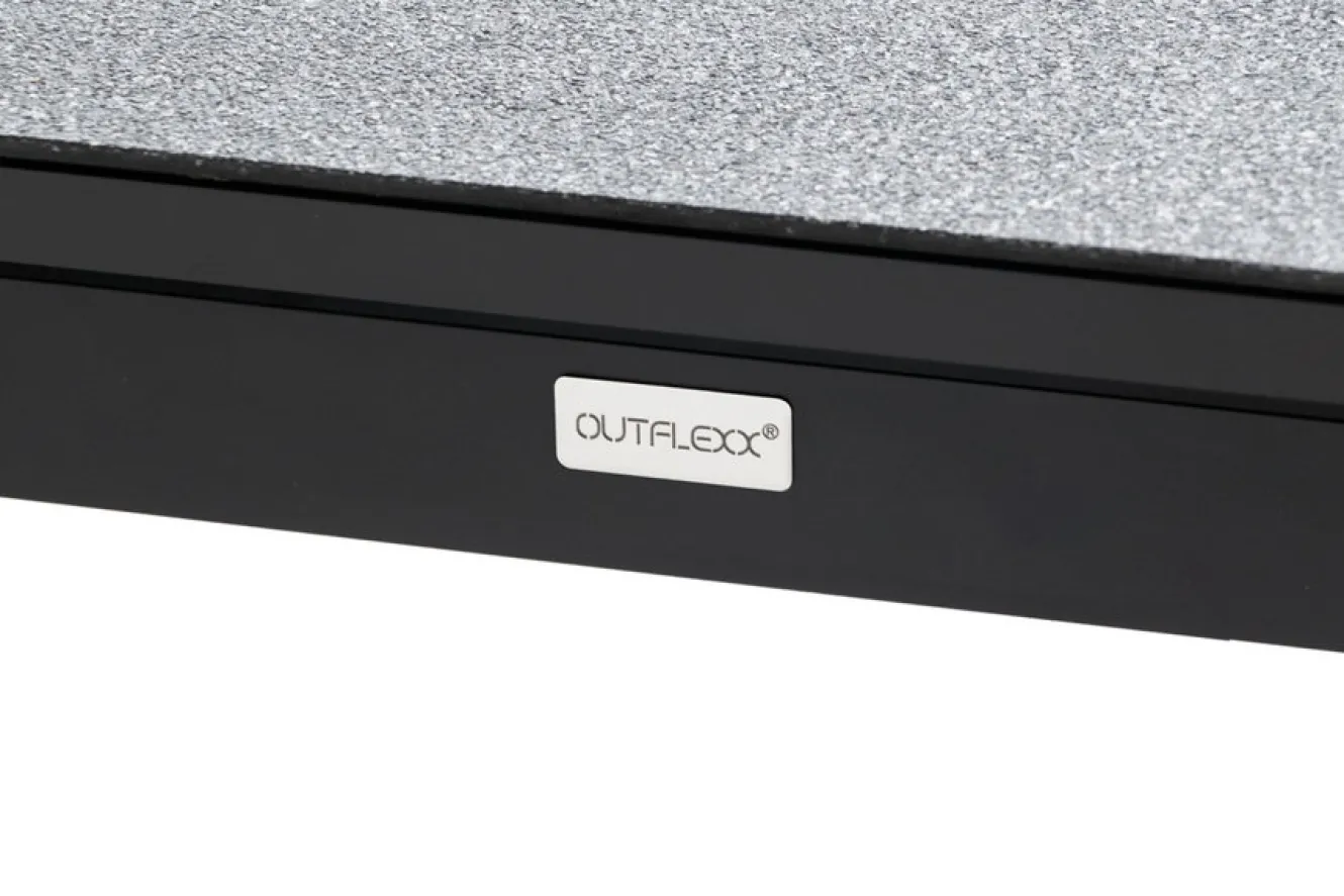 OUTFLEXX Garten-Essgruppe, OUTFLEXX® anthrazit matt, Alu / Spraystone / Teak, Tisch 180/280x100cm, 8 Klappstühle