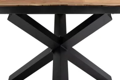 OUTFLEXX Garten-Essgruppe, OUTFLEXX® anthrazit matt, Alu / Teak / Textil, Esstisch Ø 150 cm, 5 Klappstühle