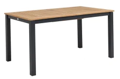 OUTFLEXX Garten-Essgruppe, OUTFLEXX® anthrazit matt, Alu / Teak / Textil, Tisch 150/210x90cm, 6 Klappstühle