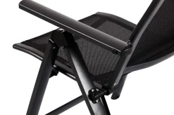 OUTFLEXX Garten-Essgruppe, OUTFLEXX® anthrazit matt, Alu / Spraystone / Textil, Tisch 180/280 x 100 cm, 6 Stapelsessel, 2 Klappstühle