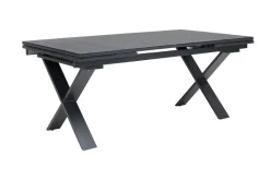 OUTFLEXX Garten-Essgruppe, OUTFLEXX® anthrazit matt, Alu / Spraystone / Textil, Tisch 180/280 x 100 cm, 6 Stapelsessel, 2 Klappstühle