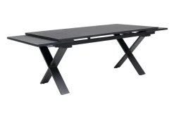 OUTFLEXX Garten-Essgruppe, OUTFLEXX® anthrazit matt, Alu / Spraystone / Teak, Tisch 180/280x100cm, 6 Stapelsessel