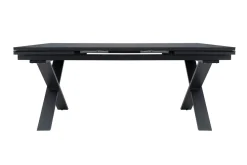 OUTFLEXX Garten-Essgruppe, OUTFLEXX® anthrazit matt, Alu / Spraystone / Teak, Tisch 180/280x100cm, 6 Stapelsessel