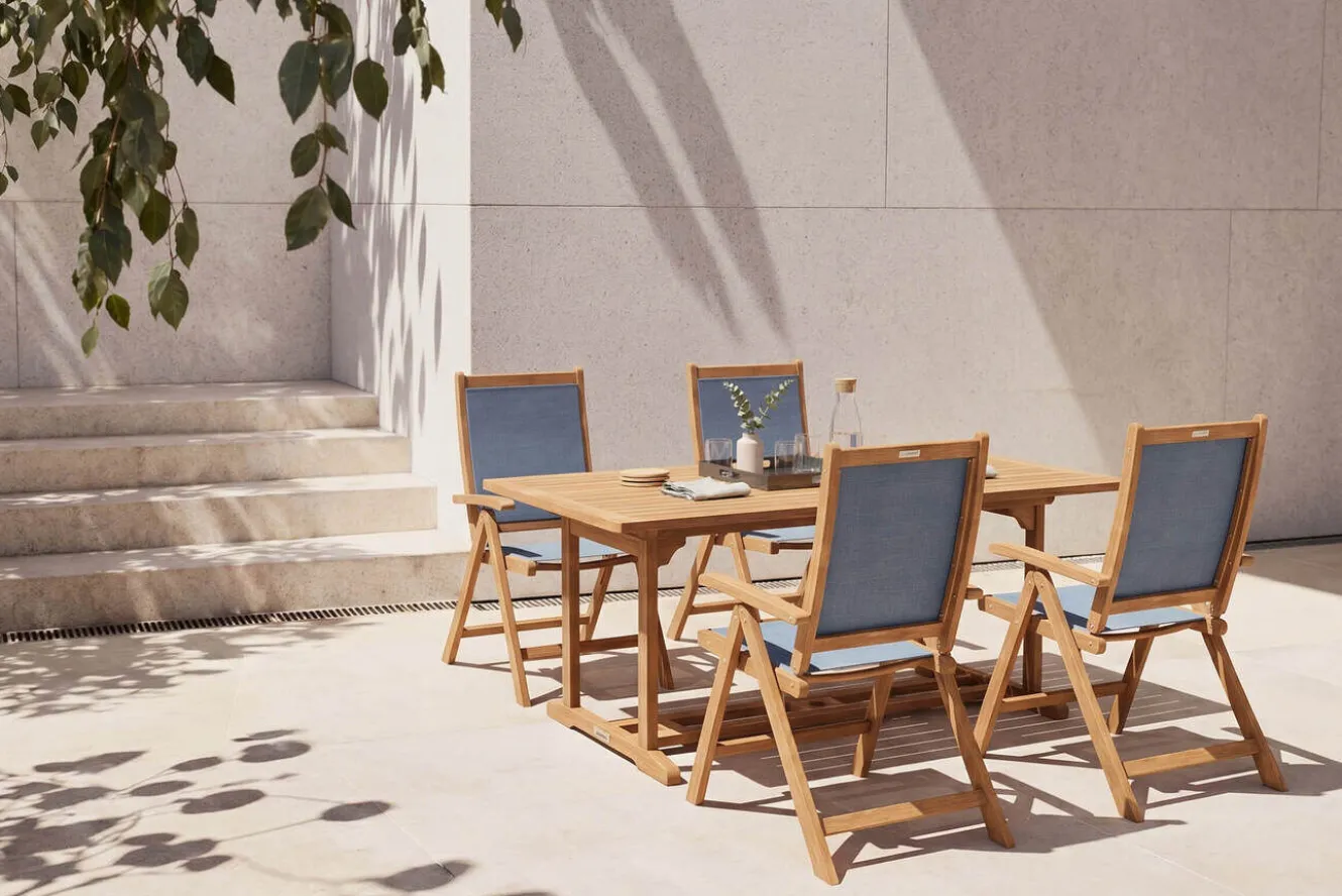 OUTFLEXX Garten-Essgruppe, 4 Personen, ausziehbar, 180-240cm, Akazie/Textilene, FSC®-zertifiziert