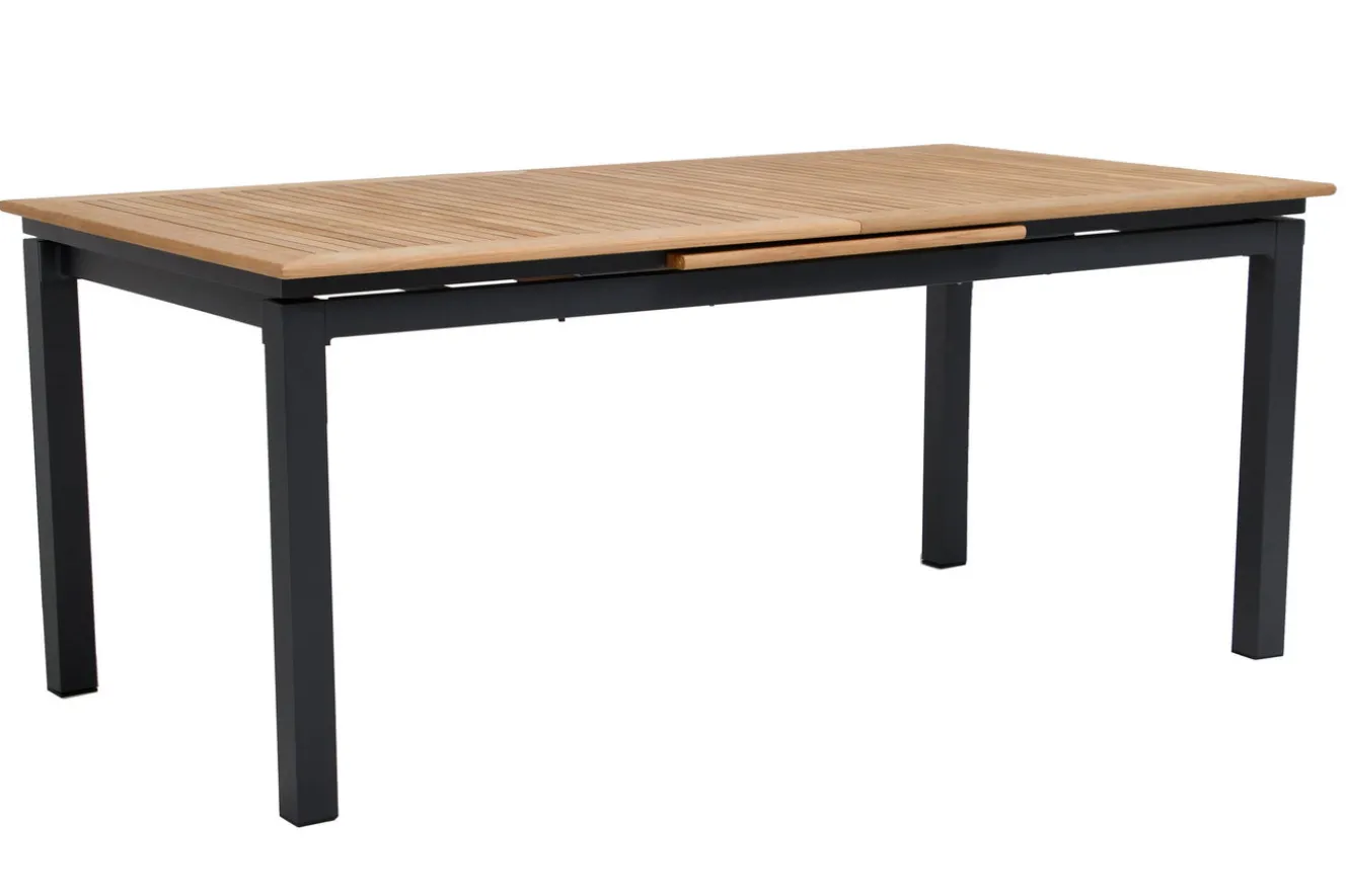 OUTFLEXX Garten-Essgruppe, 8 Personen, ausziehbarer Tisch 180–240 cm, Aluminium/Teakholz FSC®-zertifiziert