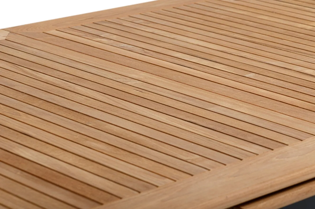 OUTFLEXX Garten-Essgruppe, 8 Personen, ausziehbarer Tisch 180–240 cm, Aluminium/Teakholz FSC®-zertifiziert