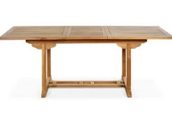 OUTFLEXX Garten-Essgruppe, 6 Personen, ausziehbarer Tisch 160–210 cm, Teakholz, inkl. Polster
