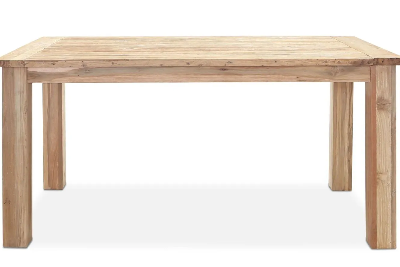 OUTFLEXX Garten-Essgruppe, Polyrattan/recyceltes Teak, Tisch 160 x 90 cm, 4 Hochlehner- Diningsessel, inkl. Polster, FSC®-zertifiziertes Produkt