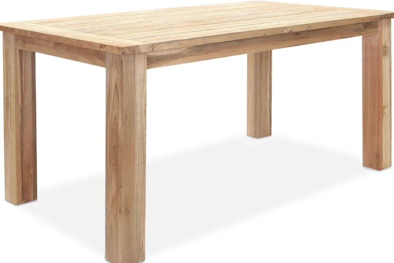 OUTFLEXX Garten-Essgruppe, Polyrattan/recyceltes Teak, Tisch 160 x 90 cm, 4 Hochlehner- Diningsessel, inkl. Polster, FSC®-zertifiziertes Produkt