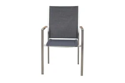 OUTFLEXX Garten-Essgruppe, schwarz/graphite, Edelstahl/Glaskeramik, Tisch 200x100cm, 8 Stapelstühle, witterungsbeständig