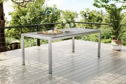 OUTFLEXX Garten-Essgruppe, schwarz/graphite, Edelstahl/Glaskeramik, Tisch 200x100cm, 8 Stapelstühle, witterungsbeständig