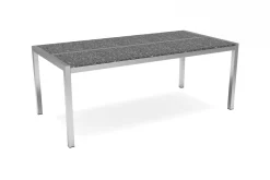 OUTFLEXX Garten-Essgruppe, schwarz/graphite, Edelstahl/Glaskeramik, Tisch 200x100cm, 8 Stapelstühle, witterungsbeständig