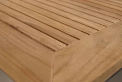 OUTFLEXX Garten-Essgruppe, schwarz, Edelstahl/Teak, Esstisch 180 x 90 cm, 6 Stapelstühle gepolstert