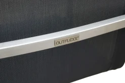 OUTFLEXX Garten-Essgruppe, schwarz, 180/240 x 100 cm, Edelstahl/Teak, Ausziehtisch, 4 Stühle padded, 2 Klappstühle, FSC®-zertifiziertes Produkt