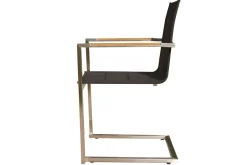 OUTFLEXX Garten-Essgruppe, schwarz, Edelstahl/Teak, Ø 170 cm, 6 Freischwinger, inkl. drehbarer Granitplatte + Eiskühler, FSC®-zertifiziertes Produkt