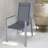 OUTFLEXX Garten-Essgruppe, silber, Alu / Spraystone / Textil, Tisch 180/280x100cm, 6 Stapelsessel