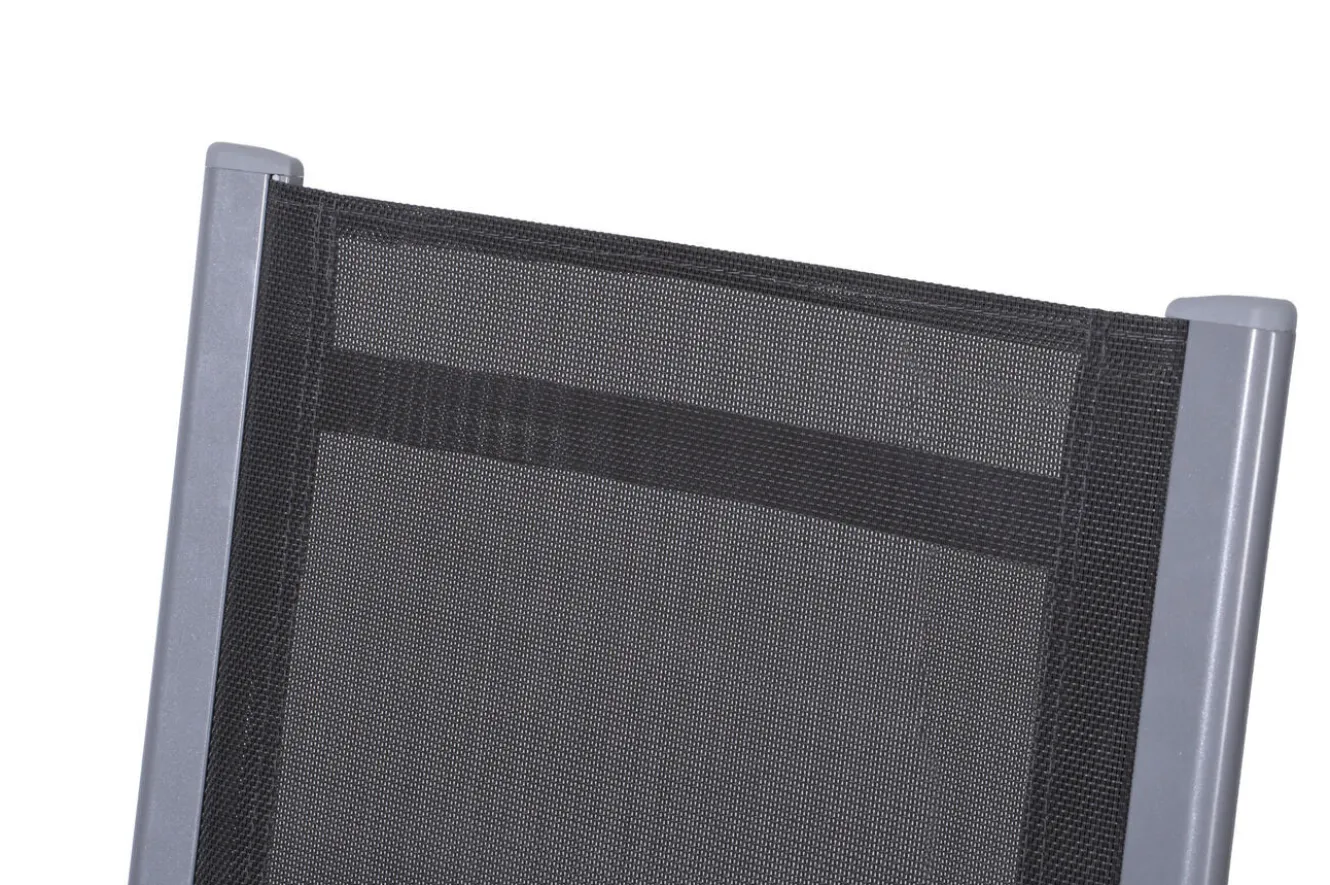 OUTFLEXX Garten-Essgruppe, silber, Alu / Spraystone / Textil, Tisch 180/280x100cm, 6 Stapelsessel