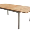 OUTFLEXX Garten-Essgruppe, silber, 200/300 x 100 cm, Edelstahl/Teak, Ausziehtisch, 6 Stühle padded, 2 Klappstühle, FSC®-zertifiziertes Produkt