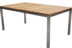 OUTFLEXX Garten-Essgruppe, silber, 200/300 x 100 cm, Edelstahl/Teak, Ausziehtisch, 6 Stühle padded, 2 Klappstühle, FSC®-zertifiziertes Produkt