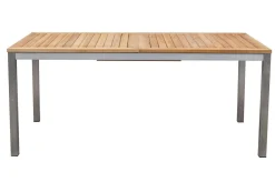 OUTFLEXX Garten-Essgruppe, silber/schwarz, Edelstahl/Teak, Ausziehtisch 200-300 x 100 cm, 6 Freischwinger, FSC®-zertifiziertes Produkt
