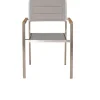 OUTFLEXX Gartenessgruppe, Silber, Edelstahl/Glaskeramik, Tisch 200x100cm, 6 Stapelstühle, Bodenschoner Inklusive