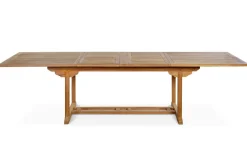OUTFLEXX Garten-Essgruppe, Teakholz, Ausziehtisch 195/295 x 90 cm, 10 Armlehnensessel, inkl. Polster