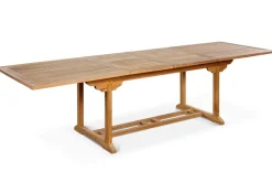 OUTFLEXX Garten-Essgruppe, Teakholz, Ausziehtisch 195/295 x 90 cm, 10 Armlehnensessel, inkl. Polster