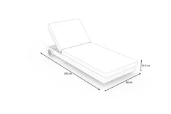 OUTFLEXX Gartenliege, desert-beige, Polyrattan/Alu, 200 x 70 cm, kissen inklusive, abnehmbare Bezüge