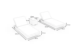 OUTFLEXX Gartenliege 2er Set, desert-beige, Alu/Polyrattan, horizontal verstellbar