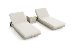 OUTFLEXX Gartenliege 2er Set, desert-beige, Alu/Polyrattan, horizontal verstellbar