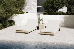 OUTFLEXX Gartenliege 2er Set, desert-beige, Alu/Polyrattan, horizontal verstellbar