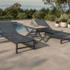 OUTFLEXX Gartenliegen-Set, anthrazit matt/schwarz, Alu/Textilene, 190 x 60 cm, inkl. höhenverstellbarer Kafeetisch , UV-beständig