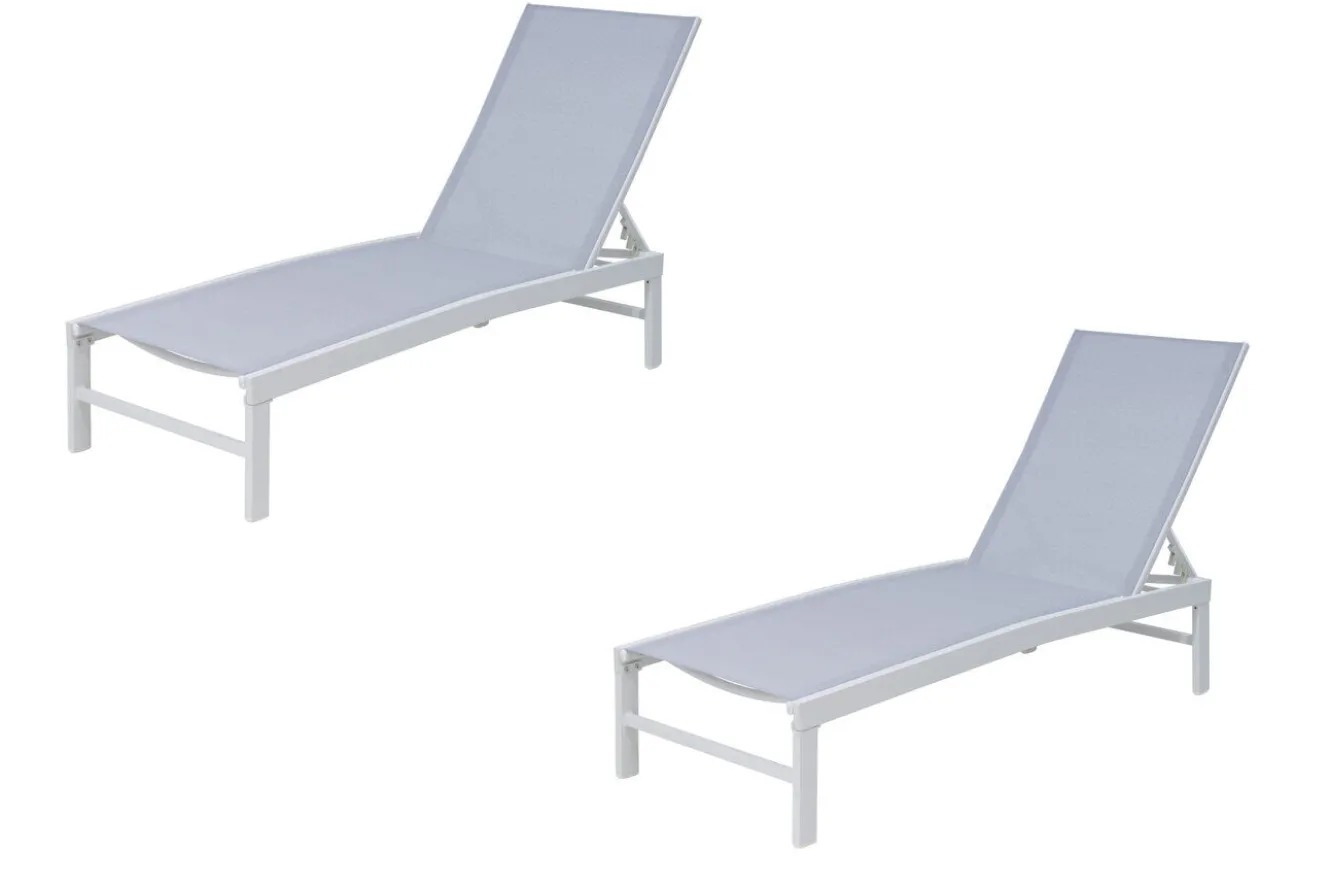 OUTFLEXX Gartenliegen-Set, creme/weiß, Aluminium, 190 x 60 cm, horizontal verstellbar, pulverbeschichtet
