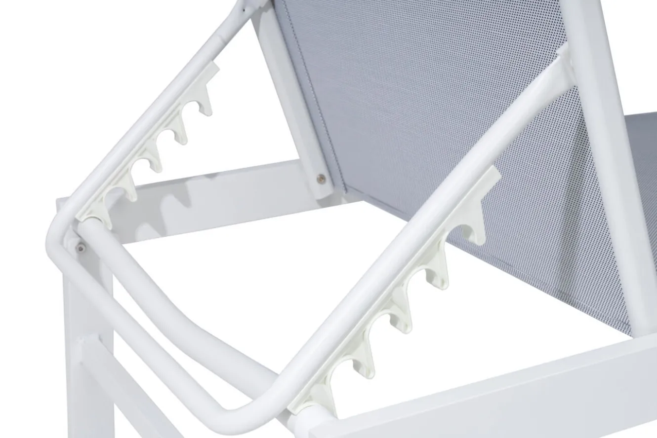 OUTFLEXX Gartenliegen-Set, creme/weiß, Aluminium, 190 x 60 cm, horizontal verstellbar, pulverbeschichtet